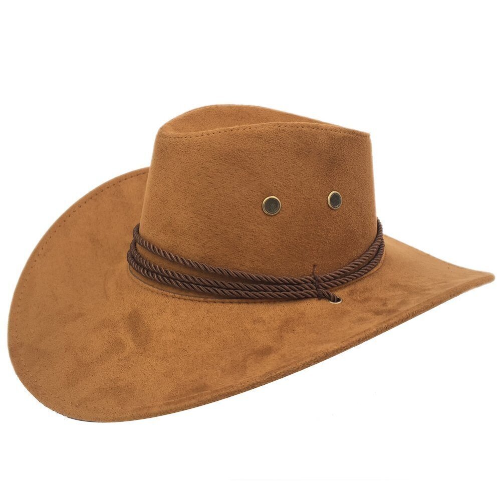 3566 Outback Faux Felt Wide Brim Western Cowboy Hat Brown